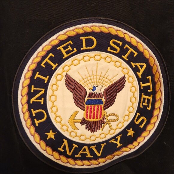 United States Navy Black Men's Baseball style jacket. Size XL. Made by Leather G - Picture 4 of 8